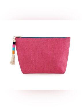 Shiraleah Pink Cosmetic Pouch with Teal Zip